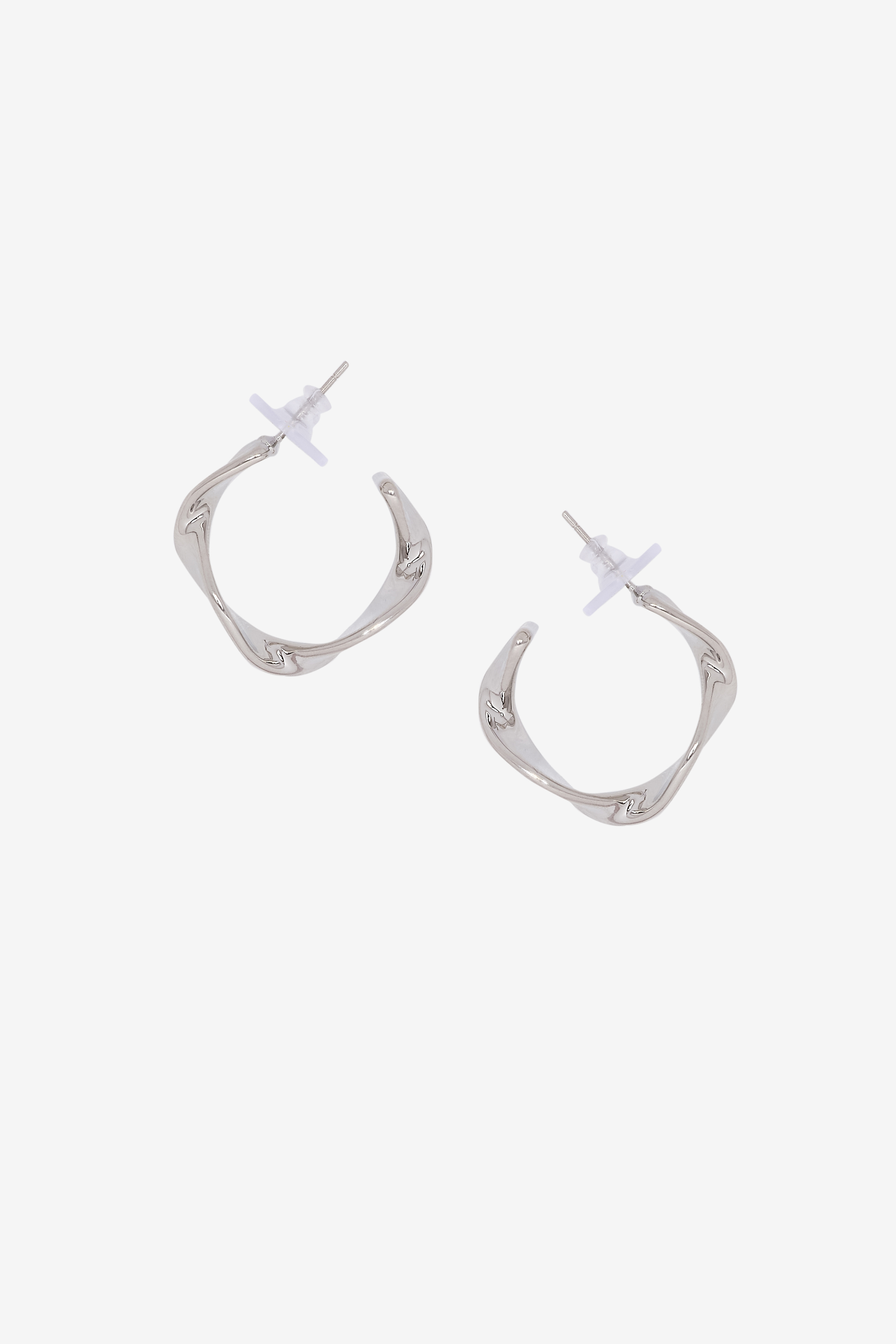 Silver Twist Hoops, , image 2